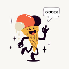 Ice Cream Retro Character Mascot - 629449557