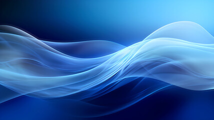 Abstract Waves on Blue Background. Blue Abstract Delicate Curves.