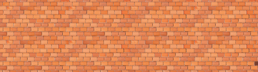 Panoramic view of the old brown Brick Masonry Wall Background with lines texture on surface