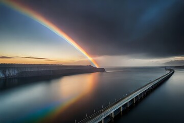 rainbow bridge over river Generator AI