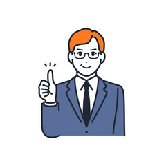 笑顔でグッドサインをするミドルのビジネスマンのシンプルなベクターイラスト素材