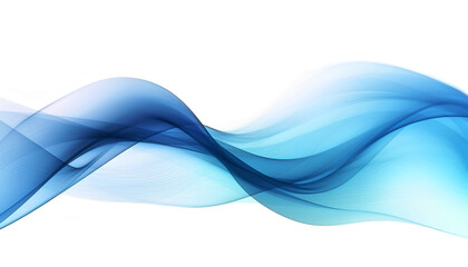 Abstract Blue Waves on White Background. Blue Abstract Delicate Curves.