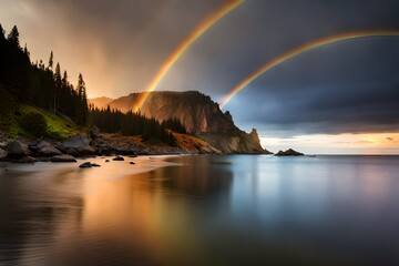 rainbow over the sea Generator AI