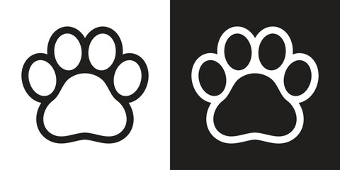 dog paw icon footprint vector cartoon logo symbol cat kitten pet cartoon character french bulldog illustration doodle clip art design - obrazy, fototapety, plakaty