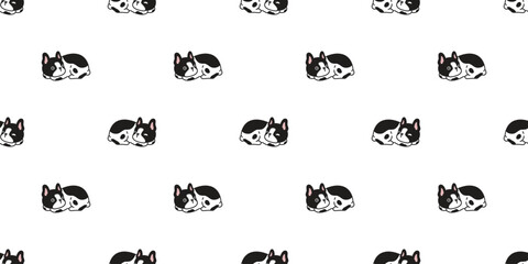 dog seamless pattern french bulldog sleeping cartoon puppy vector pet bread footprint paw doodle gift wrapping paper tile background repeat wallpaper scarf isolated illustration design