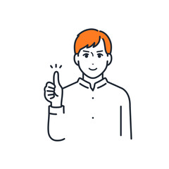 笑顔でグッドサインをする若い男性のシンプルなベクターイラスト素材