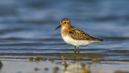 Little Stint (Calidris minuta) is is a wetland bird that lives in the northern parts of the European and Asian continents. It feeds in swampy areas.