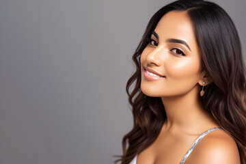 Fototapeta premium Portrait of beautiful young woman with luxury makeup. generative AI
