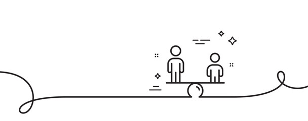 Equity culture line icon. Continuous one line with curl. Equality sign. Gender diversity symbol. Equity single outline ribbon. Loop curve pattern. Vector