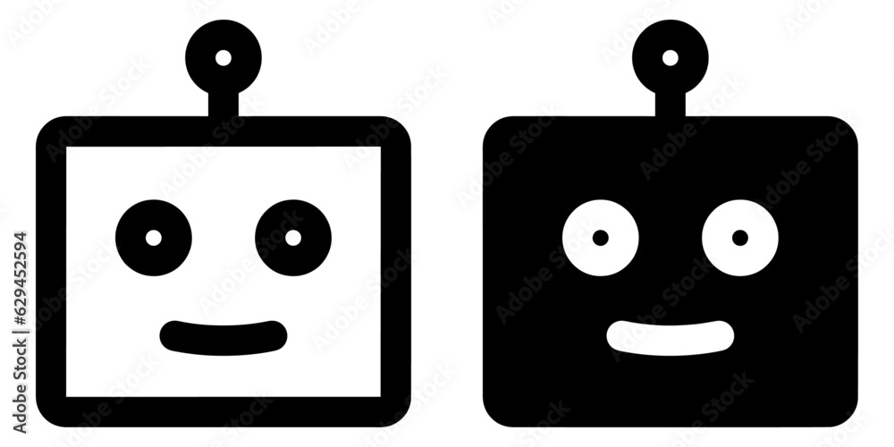 Poster ofvs409 OutlineFilledVectorSign ofvs - robot vector icon . robot face . artificial intelligence assistance . isolated transparent . black outline and filled version . AI 10 / EPS 10 / PNG . g11749