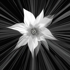 abstract narcissus petals black and white illustration. Generative AI