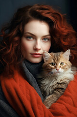 Portrait of a woman with a cat