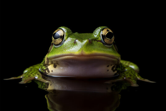 close up detailed portrait of frog animal, generative ai
