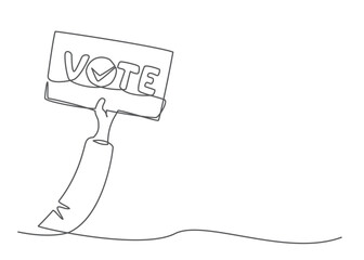 Voting One line drawing isolated on white background