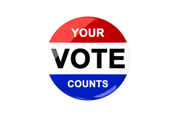Digital png illustration of your vote counts text on badge on transparent background