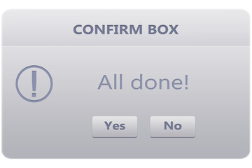 Digital png illustration of confirm box text and icon on transparent background
