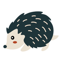 Cartoon Hedgehog character. Forest animal. Hand draw Vector children's illustration in boho cartoon style. For printing, posters, children's room