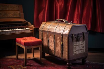 harmonium with sheet music on the stand