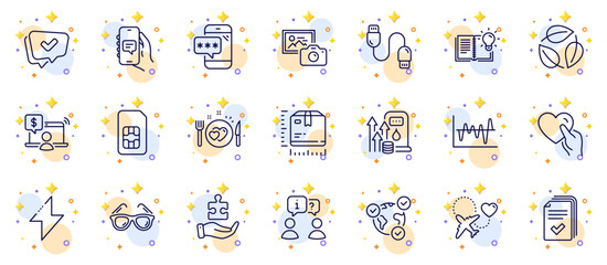 Fototapeta na wymiar Outline set of Fuel price, Charging cable and Sunglasses line icons for web app. Include Product knowledge, Honeymoon travel, Energy pictogram icons. Package size, Chat app, Handout signs. Vector