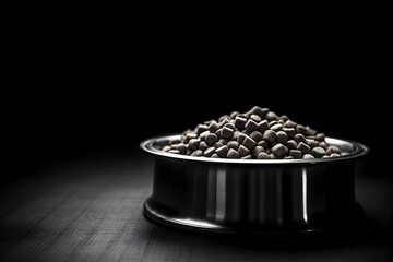 dog food in a stainless bowl