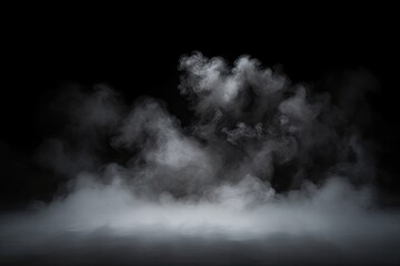 Studio show with white smoke on black background. Abstract backdrop. Modern and classic style. ...
