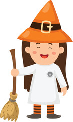 illustration halloween little witch vector