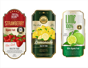 Golden retro labels for organic fruit product