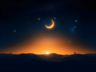 Sunset in the mountains Created with Generative AI