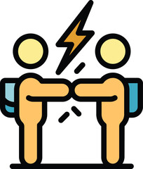 School fight icon outline vector. School violence. Student abuse color flat
