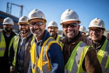 Obraz premium Builder team working at the construction site, labor day, and workers' importance team construction worker