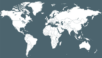 Fototapeta premium World map. Silhouette map. Color modern vector map. 