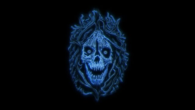 Halloween blue skeleton ghost loop in 3840 on 2160 high resolution