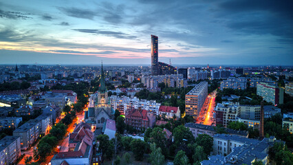 Wroclaw city view in the evening
