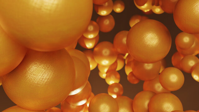 abstract digital background, 3d render, particles, orange balls