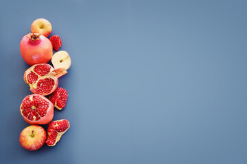 Rosh hashanah (jewish New Year holiday) concept. Traditional symbols