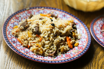 Traditional homemade pilau with lamb