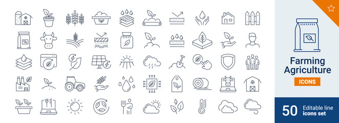 Farm icons Pixel perfect. plant, Agricultural, nature,...	
