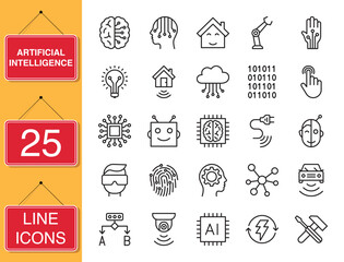 Artificial Intelligence Line Icon Set