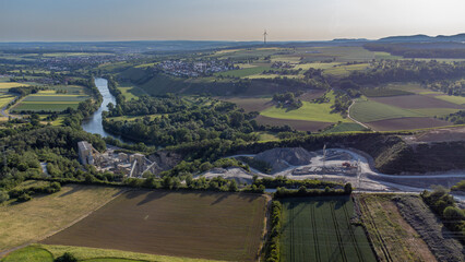 Arial view of Ingersheim over quarry