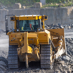 bulldozer with big ripper in quarry