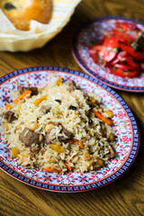 Traditional homemade pilau with lamb