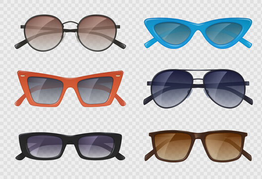 Modern sunglasses. Realistic template of stylish protection for eyes decent vector transparent sunglasses