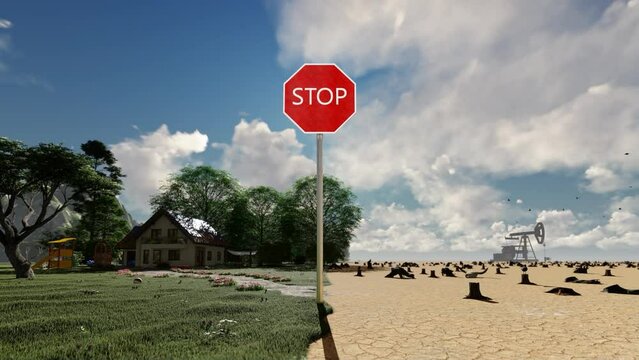 3D animation of environmental climate change concept, timelapse