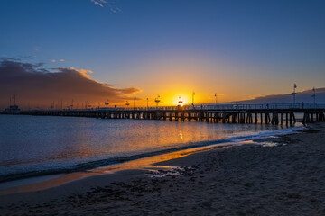 Obraz premium Sopot Pier On The Baltic Sea At Sunrise In Poland