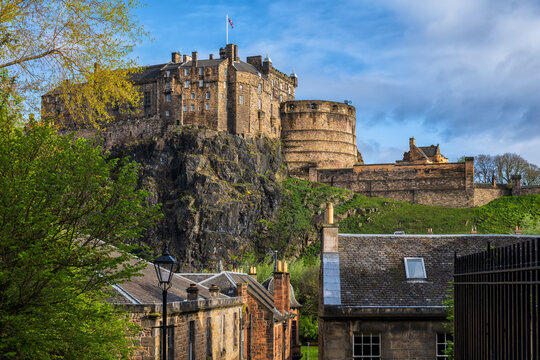 Edinburgh Castle From Vennel Steps In Scotland