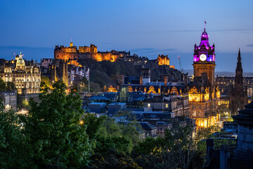 Edinburgh City Skyline At Night In Scotland