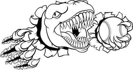 Dinosaur Baseball Player Animal Sports Mascot © Christos Georghiou