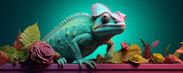 Colorful Chameleon Animated Wallpaper with Vibrant Background and Realistic Motion, Generative AI