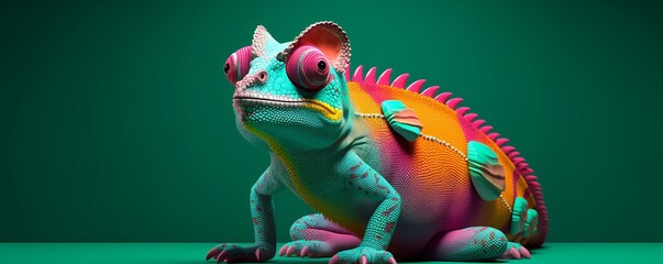 Colorful Chameleon Animated Wallpaper with Vibrant Background and Realistic Motion, Generative AI