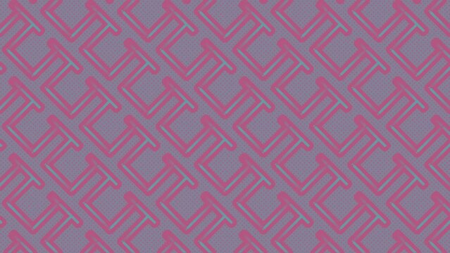 Symmetrical pattern of multiple geometric shapes with a pink and blue color combination. 3d rendering abstract background. Digital seamless loop animation. 4K, Ultra HD resolution